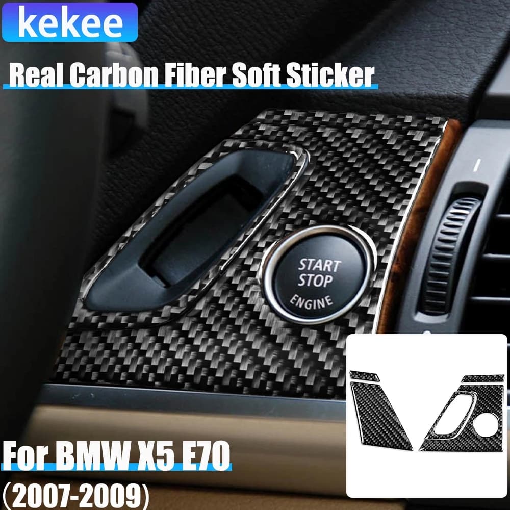 Real Carbon Fiber Car Accessories Driver Dashboard Decorative Panel Trim Cover Soft Sticker For BMW X5 E70 2007 2008 2009