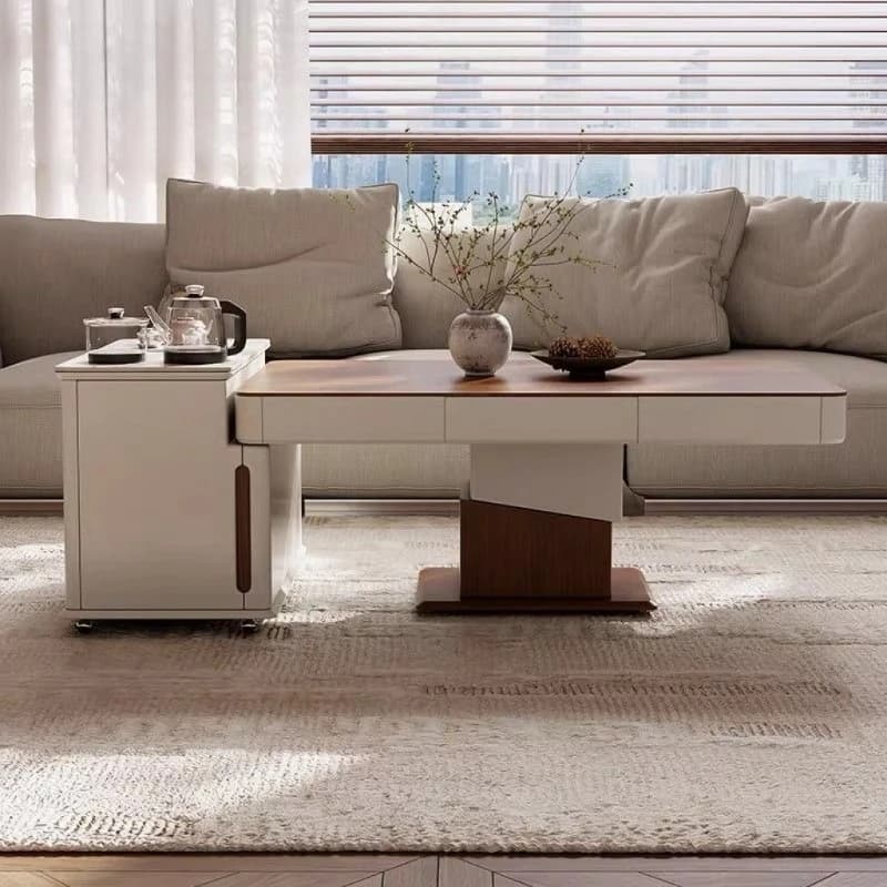 Lifting coffee table making tea integrated combination living room household antique movable tea table dual-purpose small
