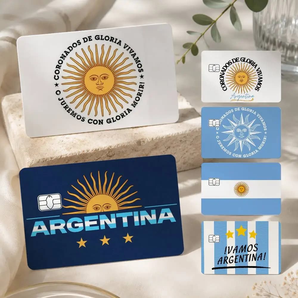 A-Argentina Sol de Mayo Art Flag 1Set 4Pcs Waterproof Card Skin Stickers for Credit Bus IC Cards