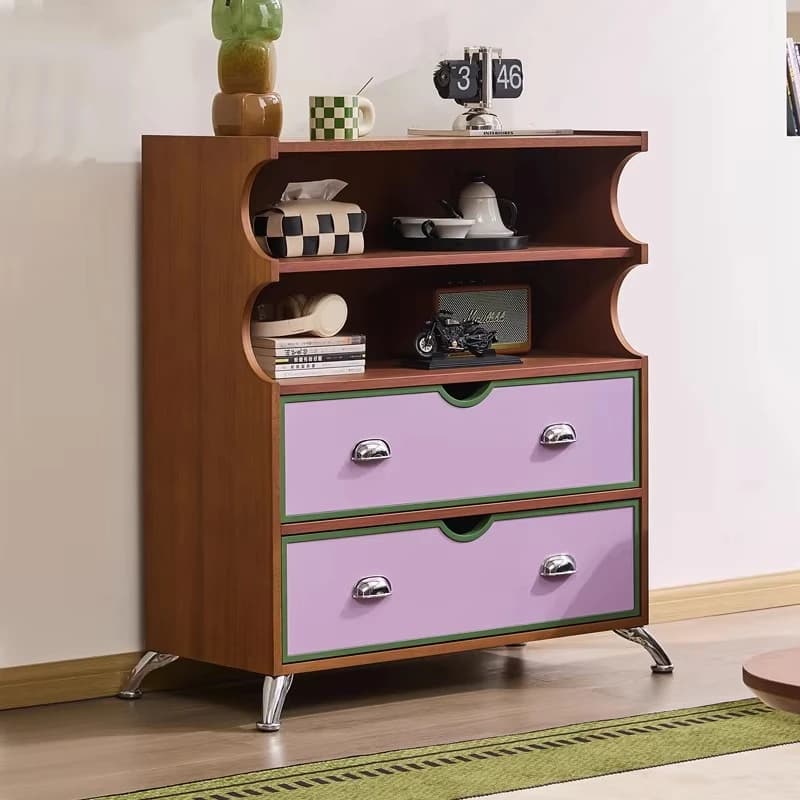 Solid wood display cabinet entrance retro living room storage decorative side cabinet