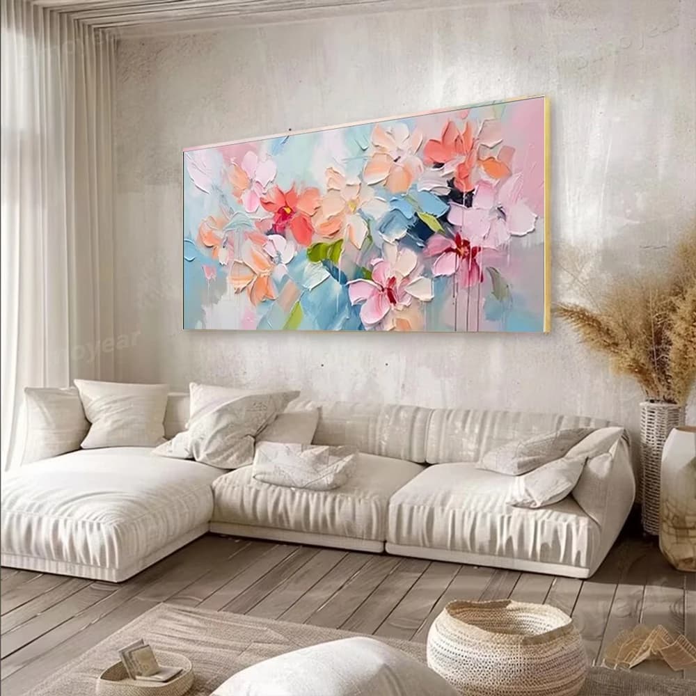 100% Hand Painted Abstract Oil Painting Vibrant flowers Wall Art Picture On Canvas Paints Mural For Living Room Home Decor Paint