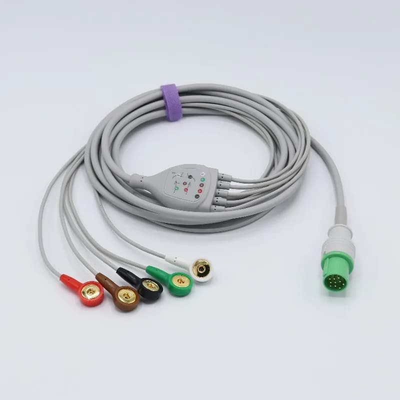 GE Compatible 10-Pin 3-Lead ECG Cable AHA Fit Eagle 1000/Cardioserv/SG3111P 3.4M CE Class I