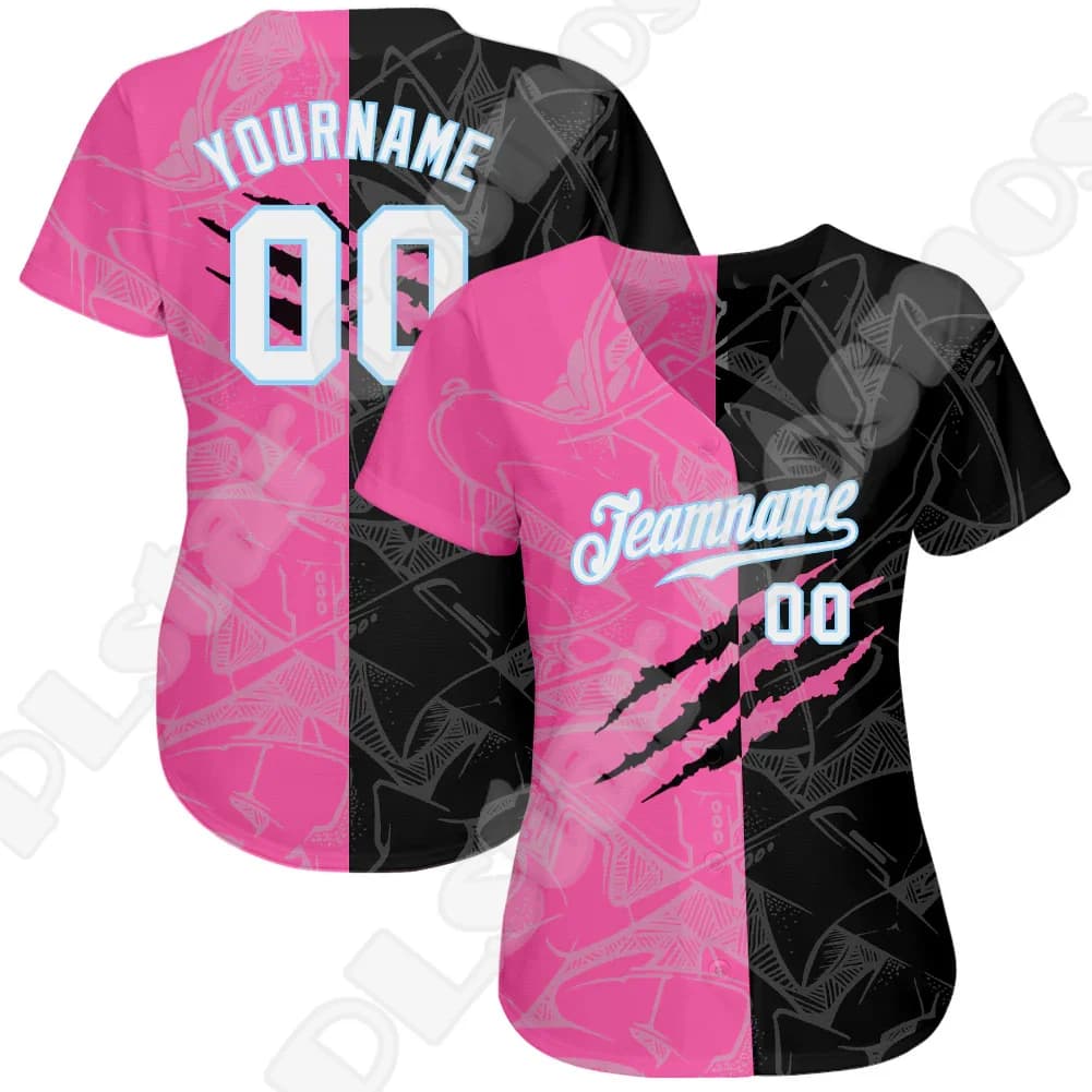 Custom Name Halloween Skull Graffiti Gradient Tattoo 3DPrint Summer Casual Harajuku Women Lady Couple Baseball Shirts Jersey N16