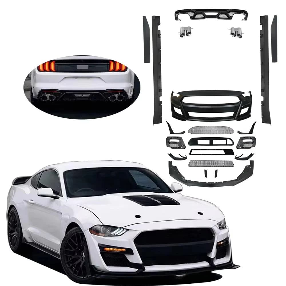 New Design PP ABS Material Body Kit for  Mustang 2018-2023 2.3T 5.0L GT GT350 Upgrade to GT500 Shelby Car Bumper Assrmbly