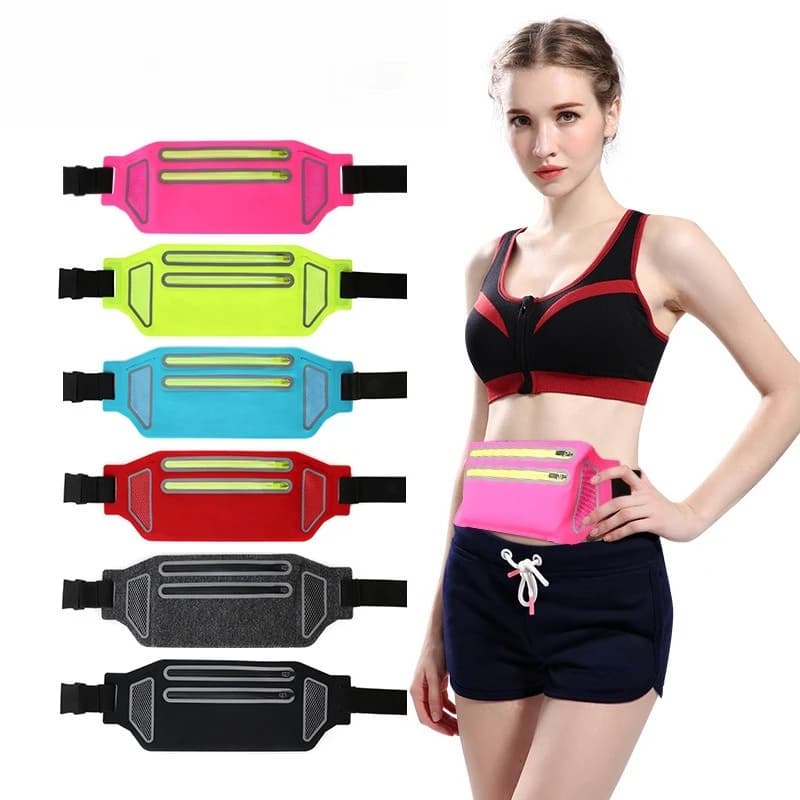 Outdoor sports invisible fanny pack double zipper fitness running mobile phone waterproof men's and women's fanny pack