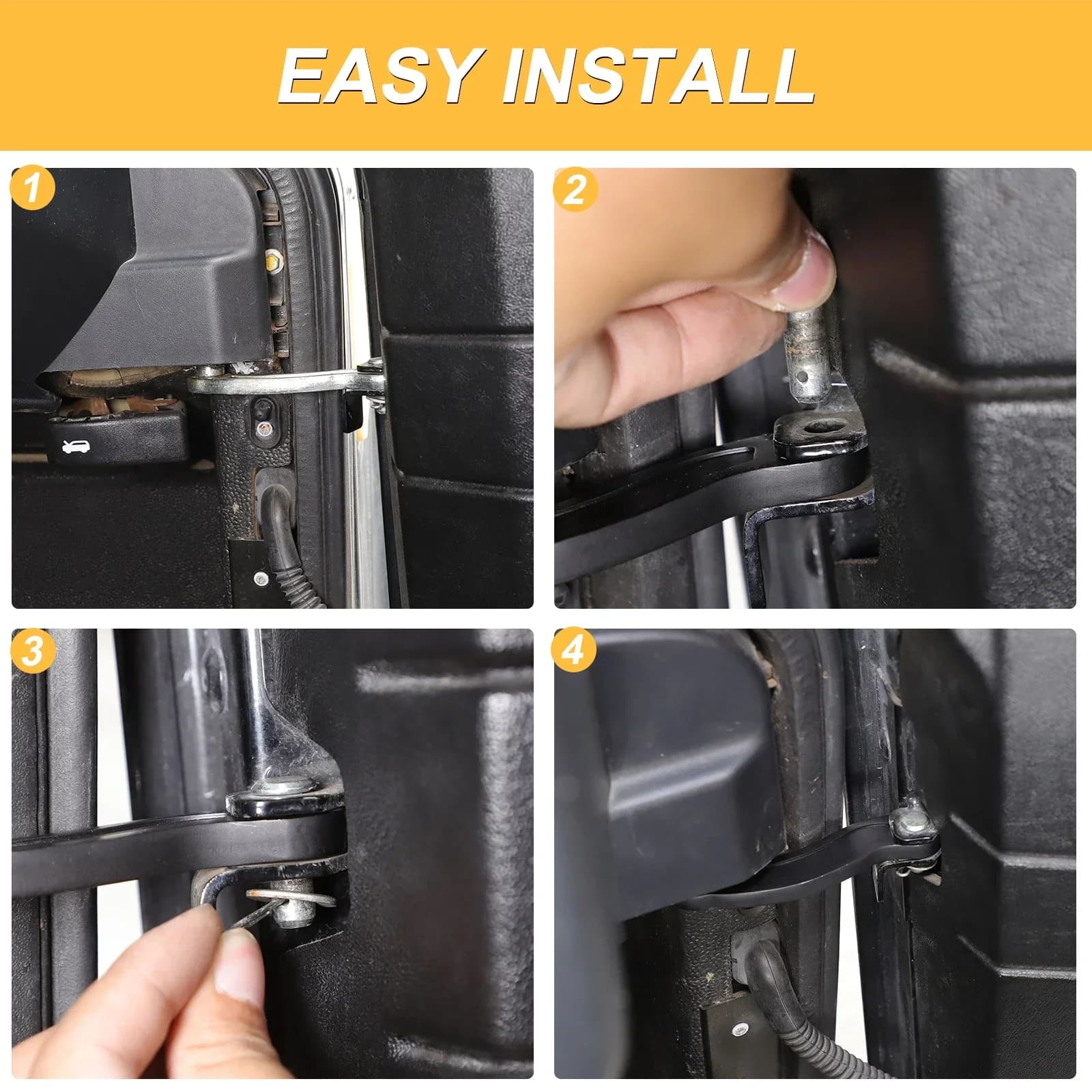 Carbon Steel Black For Land Rover Defender 90 110 130 2004-2018 Car Front Door Hinge External Modification Accessories 2Pcs