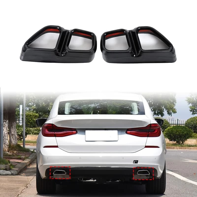 For 2018-2023 BMW 5 Series  6 Series GT （Rocket Edition） Quad Exhaust Tip Trim Frames  Stainless Steel Car  Accessories