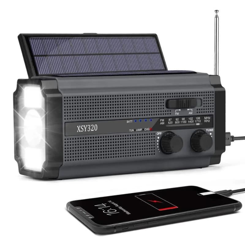 Solar radio, flashlight outdoor multi-function hand-cranked charging radio