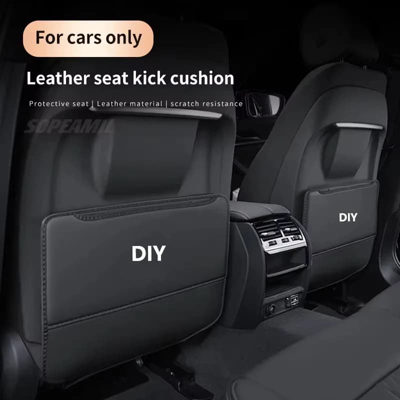 Car Seat Back Protective Mat For Tesla Model 3 / Y Juniper Leather Seat Anti Kick Pad Anti Scratch Protector Mat Car Accessories
