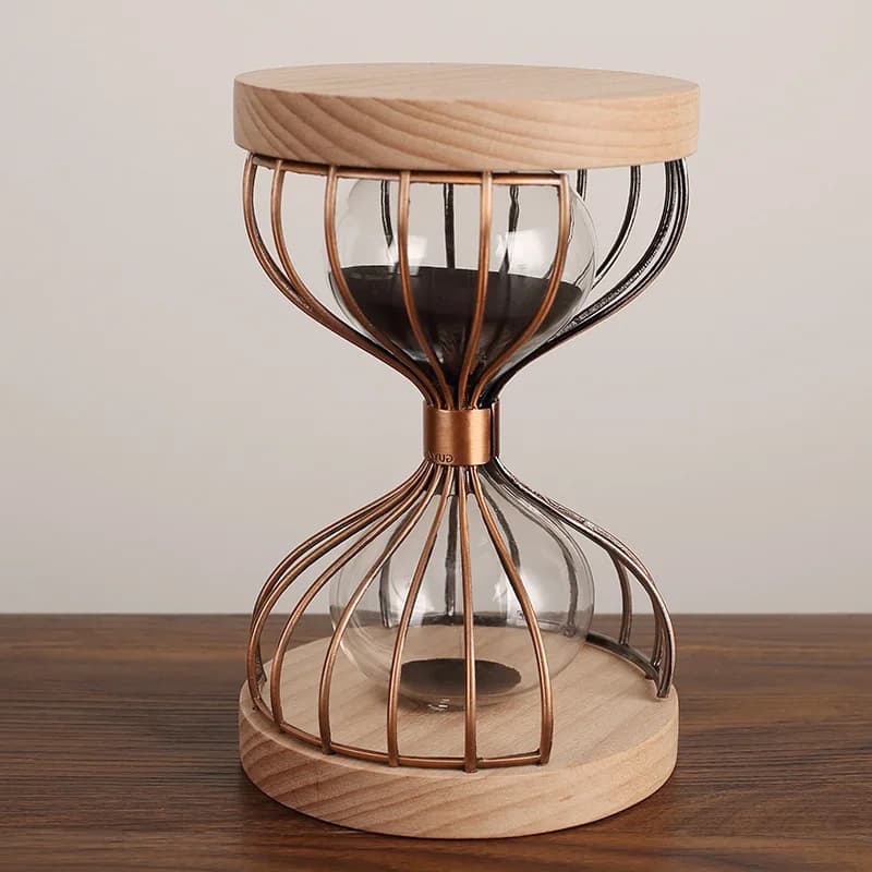 HT wooden hourglass timer ornament - creative living room home decor, desktop display, gift box