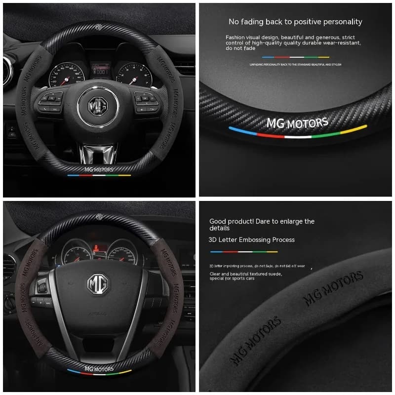 Car Steering Wheel Cover Steering Wheel Wrap Steering Wheel Grip Leather Anti Slip For MG ZS MG4 EV MG HS MG3 MG5 EV Marvel R