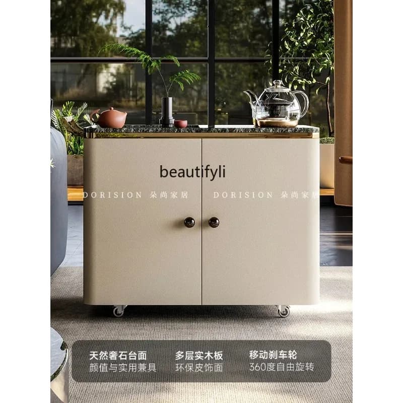 Q181 Modern movable tea cart Home living room Balcony Small tea table Integrated tea cart with kettle
