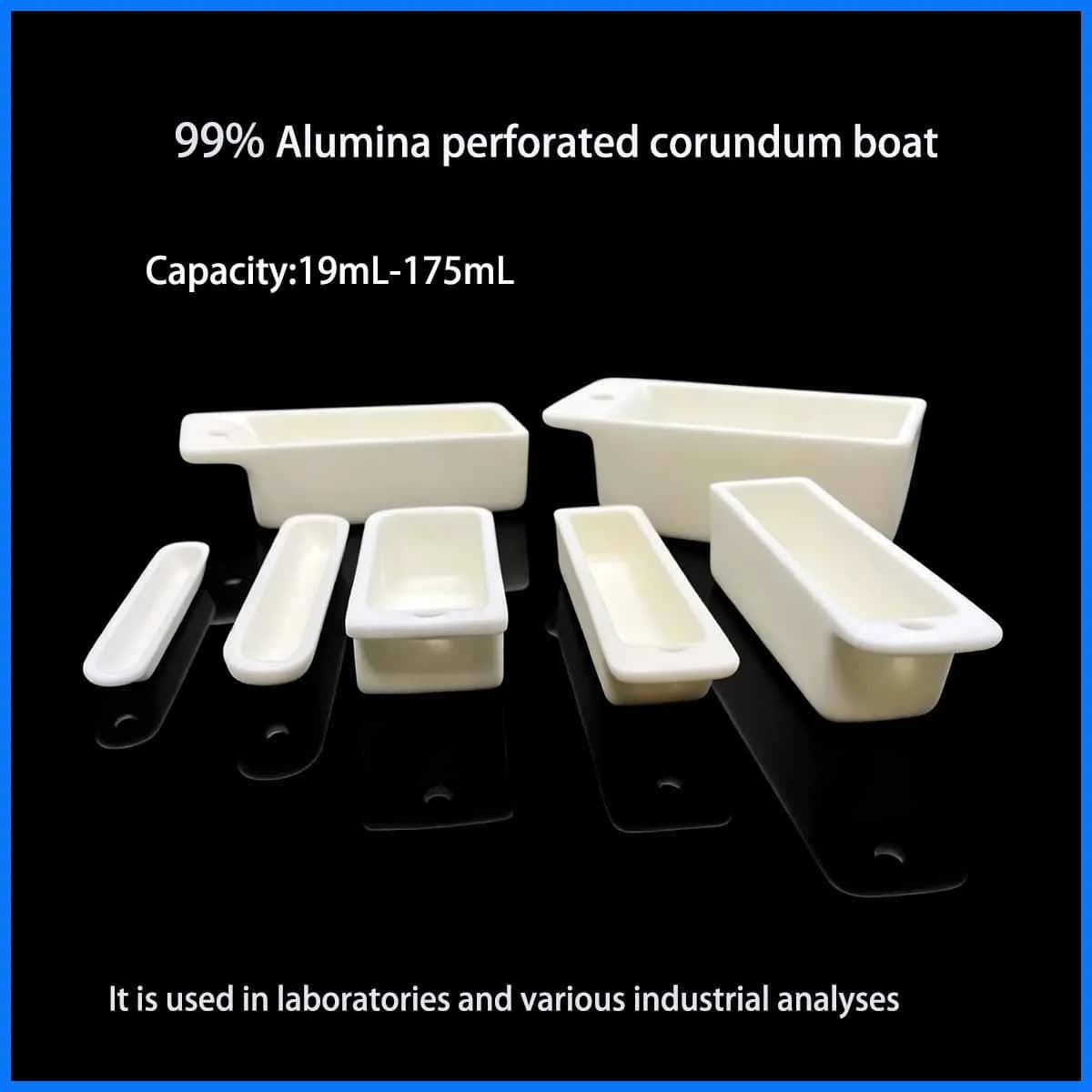Al2O3 Corundum Ingot Crucible Outer Length 100mm Rectangular Aluminum Boat With Hole / Square Alumina Ceramic Melting Crucibles