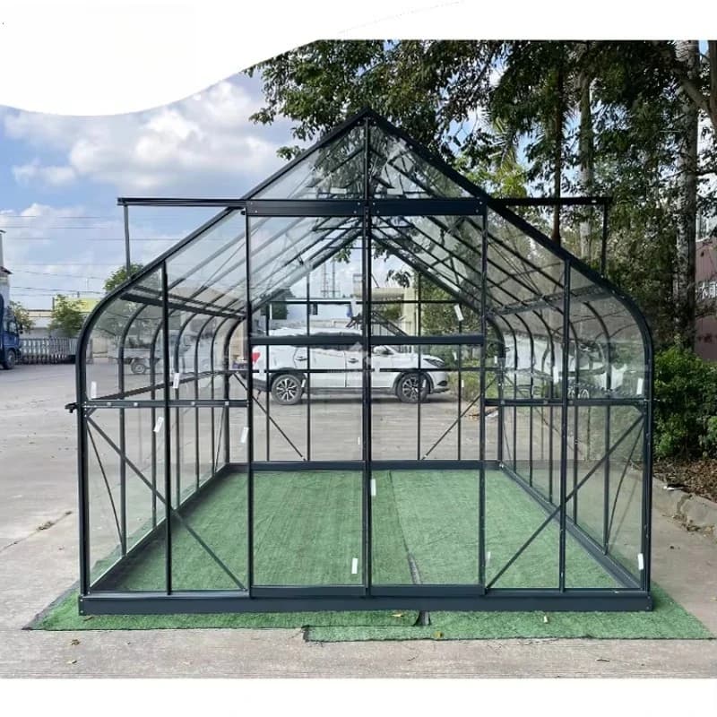 Cold And Snow-Rnt Multi-Span Prefried House Aluminum Frame Tempered Glass Backyard Curved Garden Greenhouse