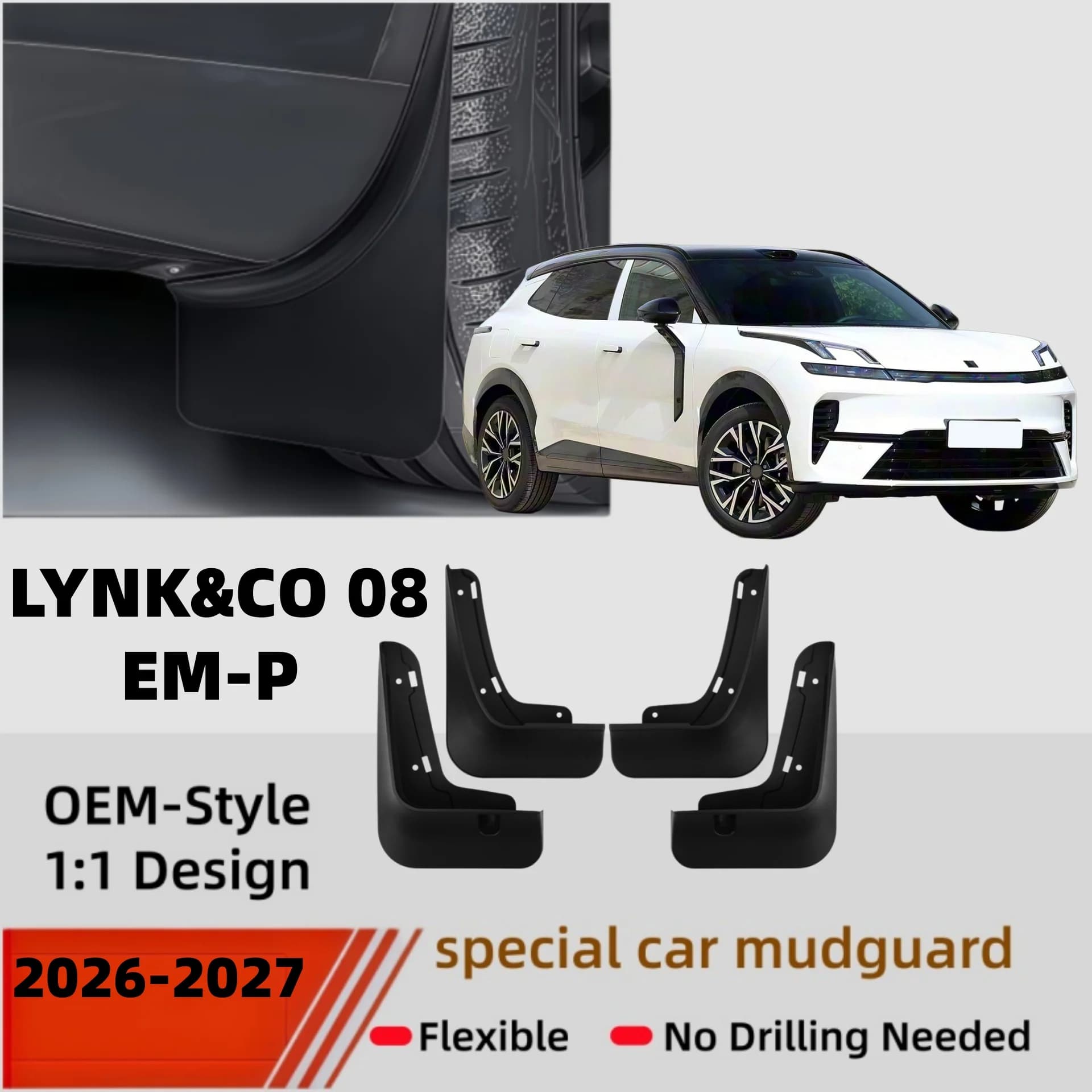 4Pcs Mud Flaps Splash Guards For Lynk & Co 08 EMP 2026-2027 Front Rear Fender Mudguards Car Styling Auto Accessories Parts