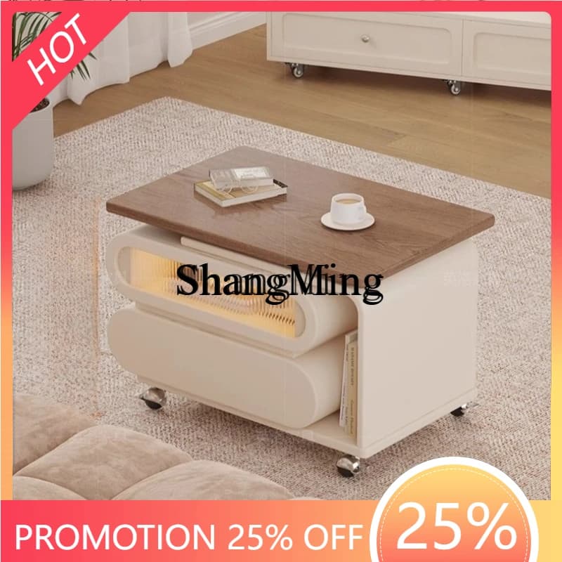 CL  wind movable lifting small coffee table artistic sense living room solid wood sofa side table