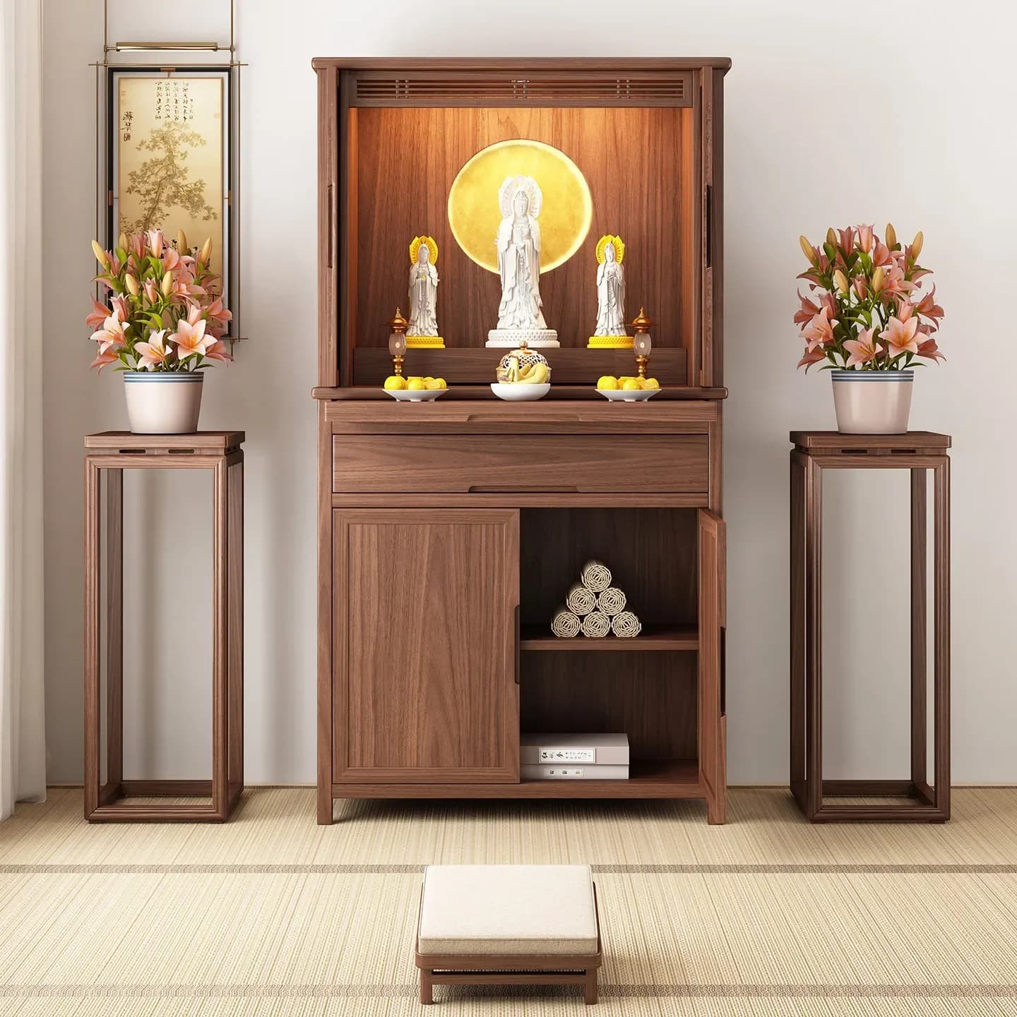 DSA  niche with door Standing cabinet Household new Chinese Buddhist table Integrated Buddhist cabinet