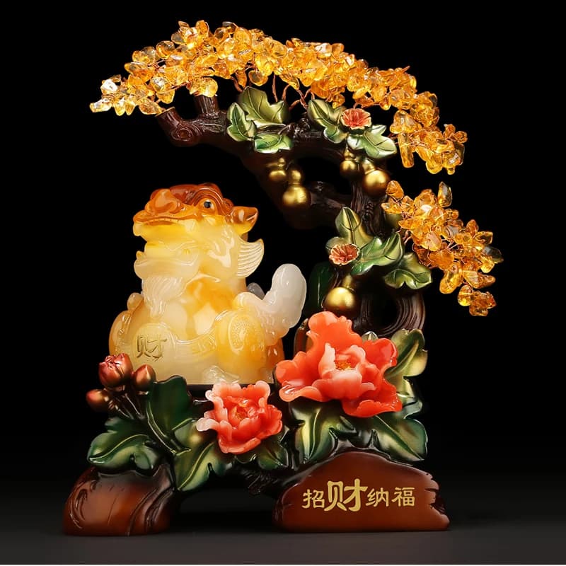 Chinese Crystal Ornament Lucky Pixiu Ornament Office Desk Ornament Living Room Study Resin Chinese Beast Ornament