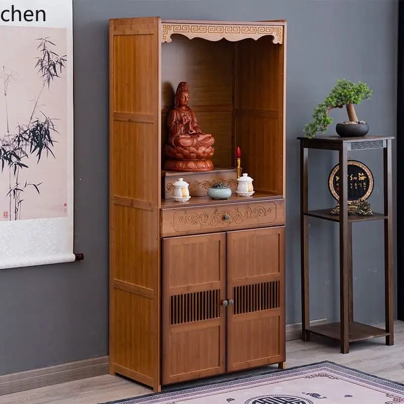 YFY Household Economical Altar Table for Worshiping Guanyin and God of Wealth, Elevated Simple Buddha and God Worship Cabinet