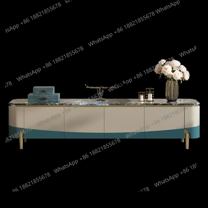 X Light luxury TV cabinet Small apartment marble furniture Modern fashion Italian high-end floor cabinet combination