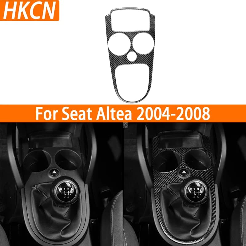 For Seat Altea 2004-2008 Carbon Fiber Center Console Water Cup Holder Panel Decoration Sticker Decal Car Interior Accessories