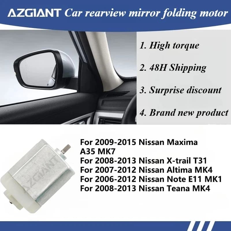 For Nissan Bluebird Sylphy/Sentra/Maxima A35 MK7/X-trail T31/ Altima MK4  Car Exterior Folding Mirror Motor R L accessoires 12V