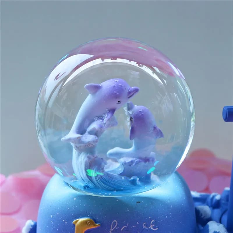 Dolphin Hourglass Timer Crystal Ball Music Box Glowing Home Desk Decoration Ball Unique Birthday Gift