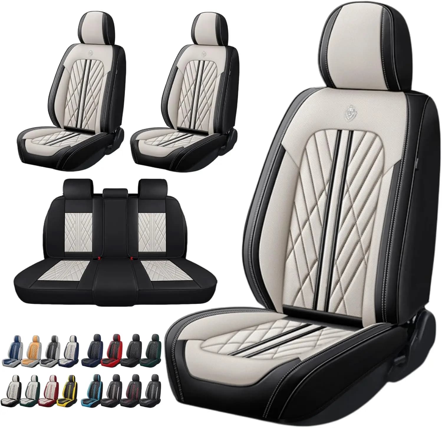General fit waterproof and breathable soft goat leather automobile seat cover suit cushion protective cover for car SUV