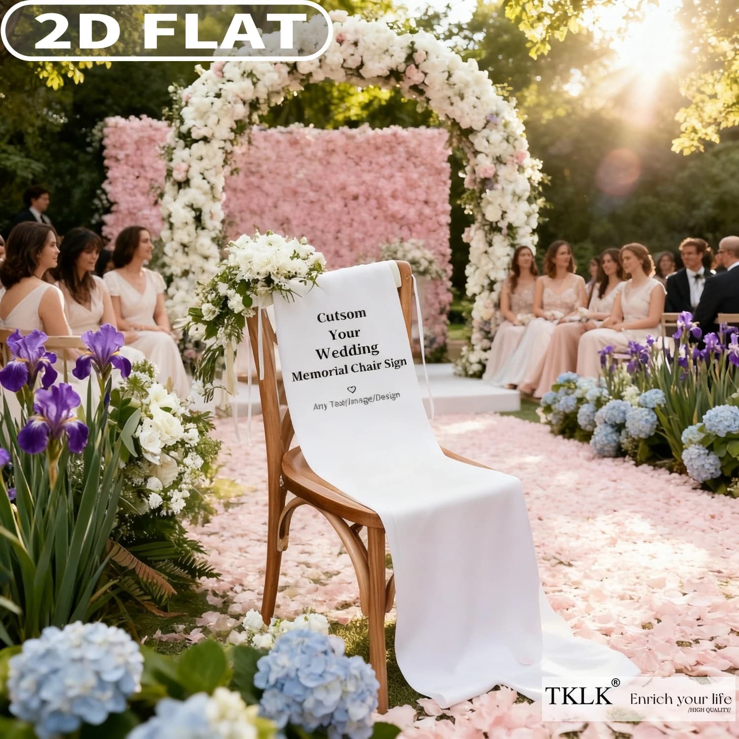 Custom Chair Hanging Banner for Wedding, Personalized with Photo, Text & Pattern, Polyester Memorial Seat Sign for Loved Ones