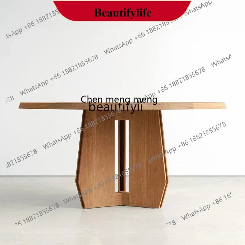 z183 Y Medieval style solid wood household small apartment ash wood dining table wabi sandy wind minimalist round dining table