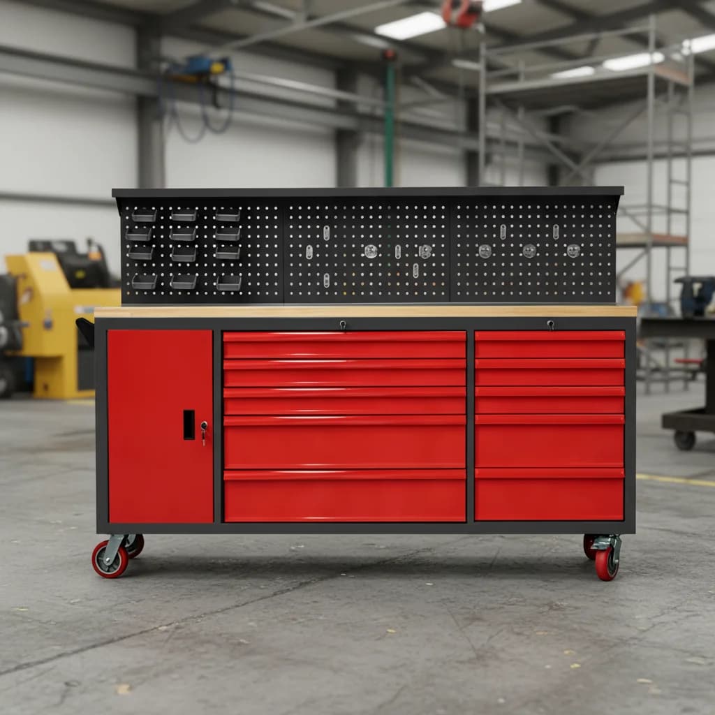 Professional Tool Cabinet Customized Auto-Return Ball Bearing Slides Heavy Duty Caster 10-Drawer Backpanel Lockable Tool Trolley