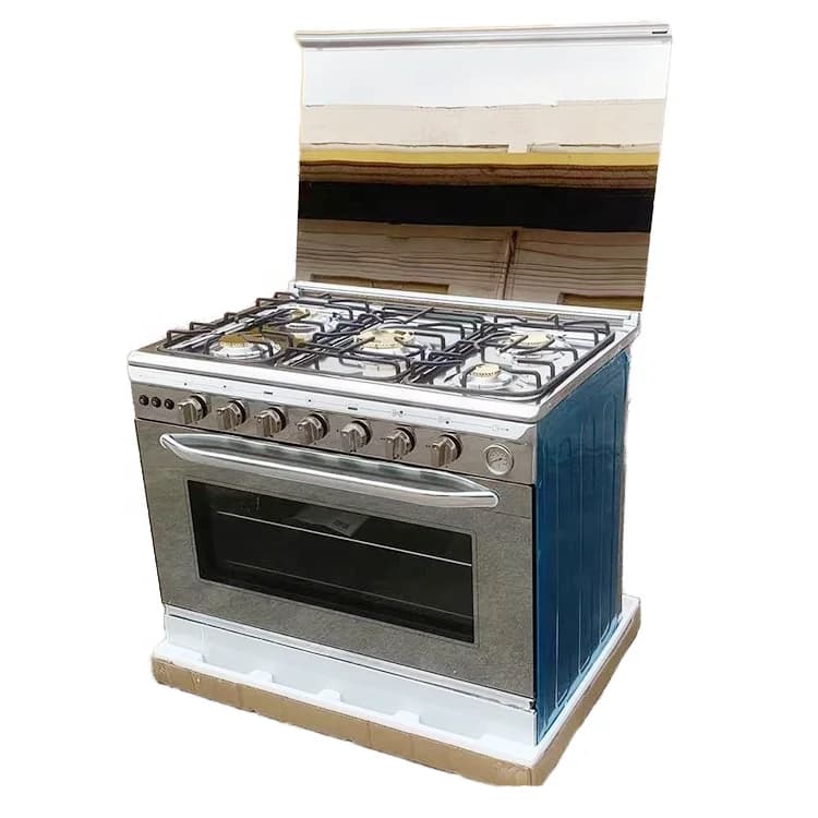 Freestanding 5 Plate Gas Stove 5 burner Gas Stove with Oven Grill SKD Installation for Household and Restaurant Kitchen Use