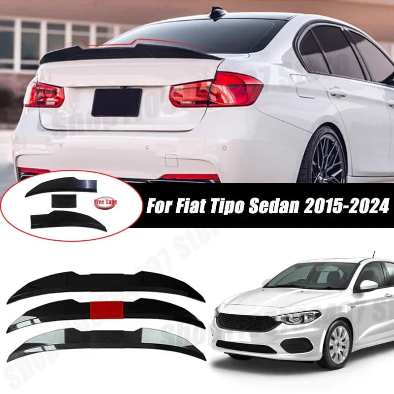3pcs Sedan Rear Trunk Spoiler For Fiat Tipo Sedan 2015-2024 Adjustable DIY Modified Trunk Spoiler Automotive Accessories
