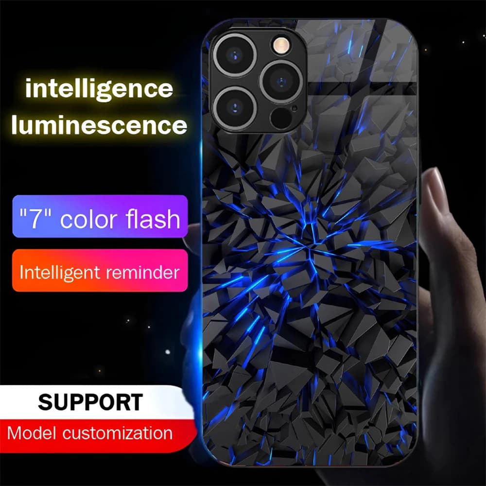 Luxury Rhombic LED Light Glow Luminous Phone Case Voice Controlled Shells For Samsung S25 S24 S23 S22 S21 S20 FE Plus Ultra