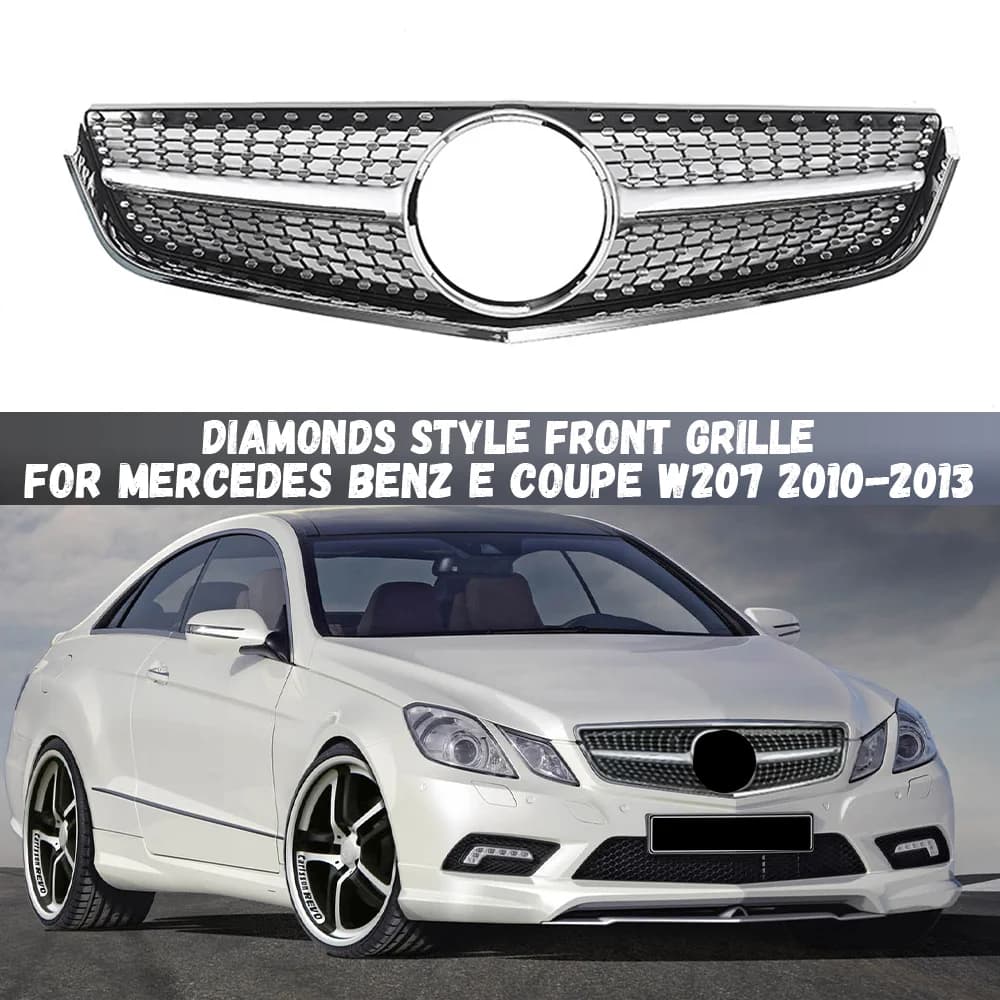 Front Inlet Grid Radiator Grille For Mercedes Benz E Coupe W207 E200 E250 E350 E550 2010-2013 Diamonds Style Bumper Grille