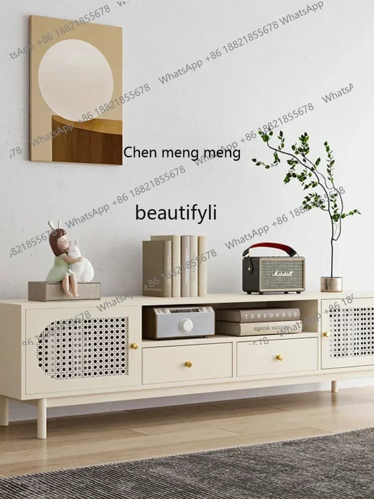 D178  Y CXH Combination Modern Simple Small Apartment Side Cabinet Floor Rattan TV Stand
