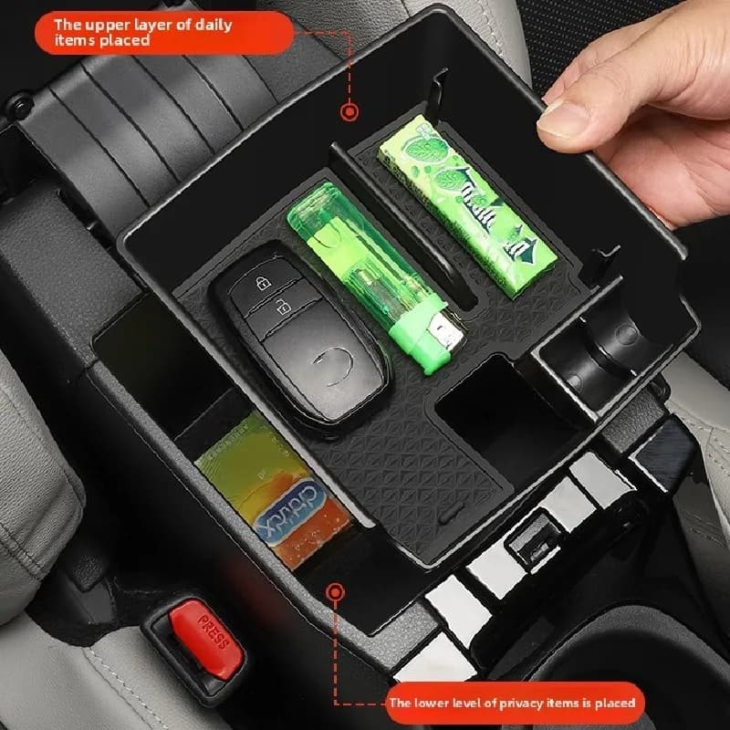 For Toyota Corolla Cross E210 2018 2019 2020~2022 2023 Car Center Console Armrest Sundries Black Layered Storage Box Accessories