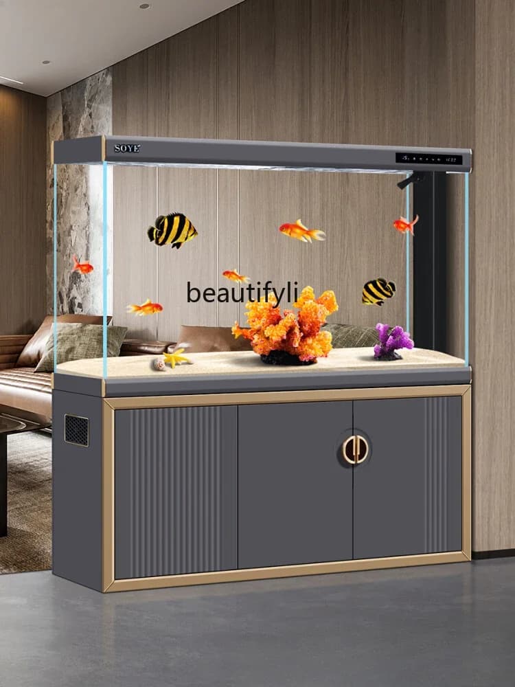 X Fish Tank Living Room Large New Ecological Intelligence Aquarium Super White Bottom Filter Hallway Screen Home