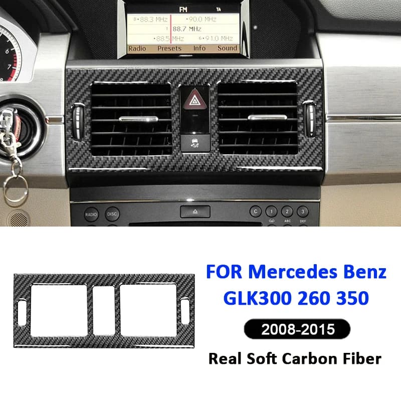 Carbon Fiber Car Center Console Air Conditioning Outlet Vent Frame Decoration Sticker For Mercedes Benz GLK300 260 350 2008-2015