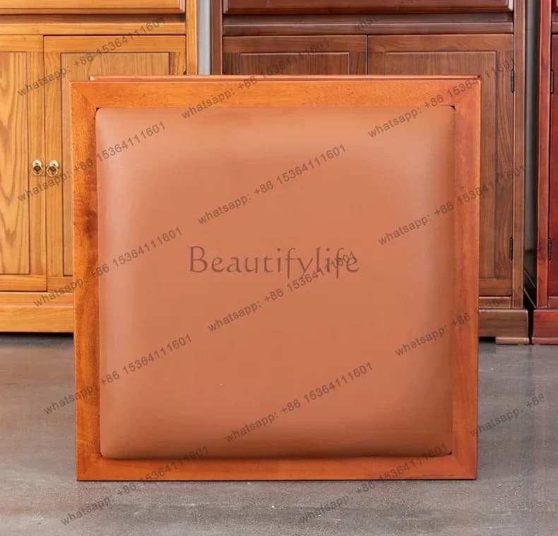 PG    kneeling chair temple home indoor Buddhist hall worship chair all solid wood waterproof leather Buddha front kowtow pad