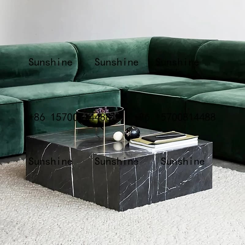 Nordic minimalist marble square coffee table