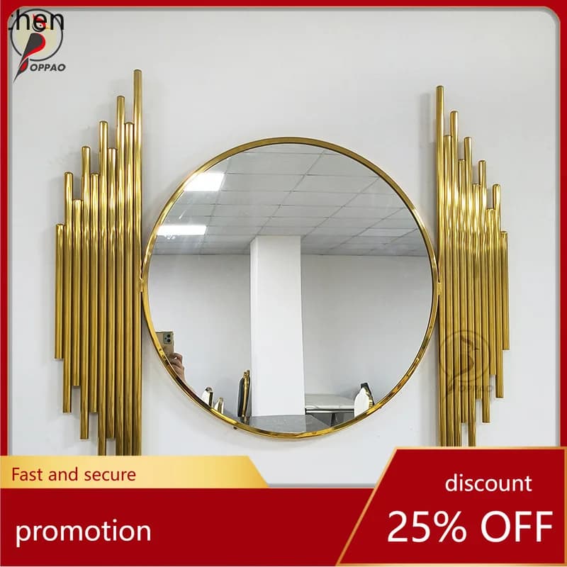 YFY Entrance Decorative Mirror Round Wall-Mounted Art Wall Hanging Dining Side Mirror Dining Room Restaurant Mirror Creative