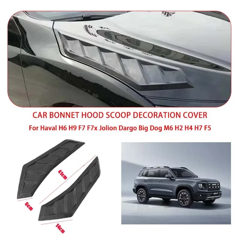 2 Pcs Gloss Black Hood For Haval Vents Bonnet Cover Rubber Front Bonnet Vent car decorations