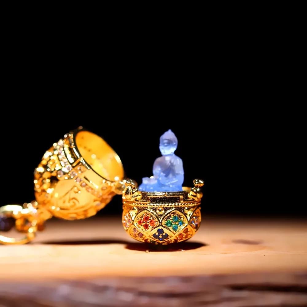 Cz blooms to see  micro-inlaid zircon glass small  statue portable buddha shrine multifunctional hanging ornament