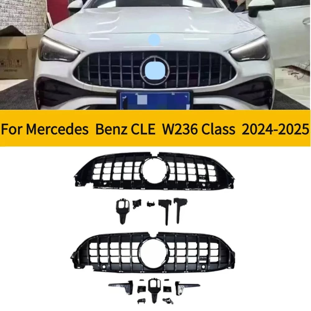 For Mercedes-Benz W236 2024-2025 CLE260 CLE300 CLE53AMG Front Racing Facelift Upper Radiator Bumper Grilles Upgrade Kit