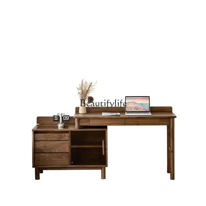 LJYBlack walnut dresser bedside table combination retractable corner type
