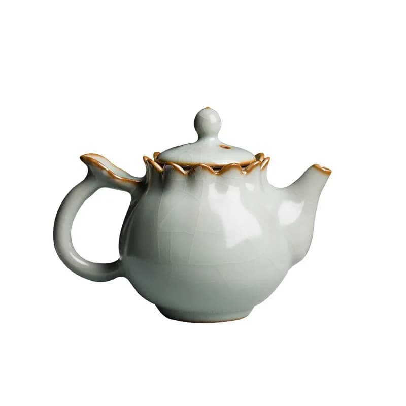 Ru kiln teapot open piece can raise raw ore ceramic pot handmade single pot Jingdezhen Ru porcelain