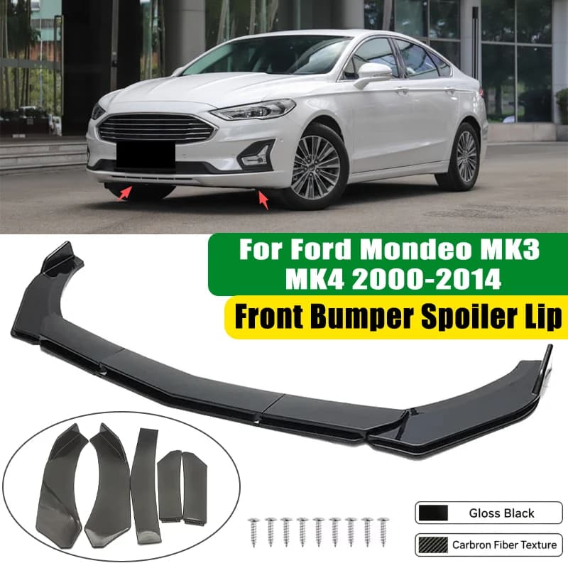 For Ford Mondeo MK3 MK4 2000-2014 5Pcs ABS Car Front Bumper Lip Spoiler Splitter Body Kit Canard Tuning Accessories