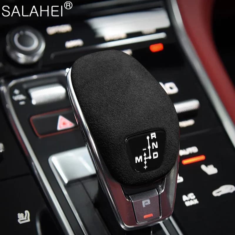 Alcantara Wrap Car Gear Shift Knob Trim Sticker Cover For Porsche Cayman Panamera Macan 2018 2019 2020-2023 Interior Accessories