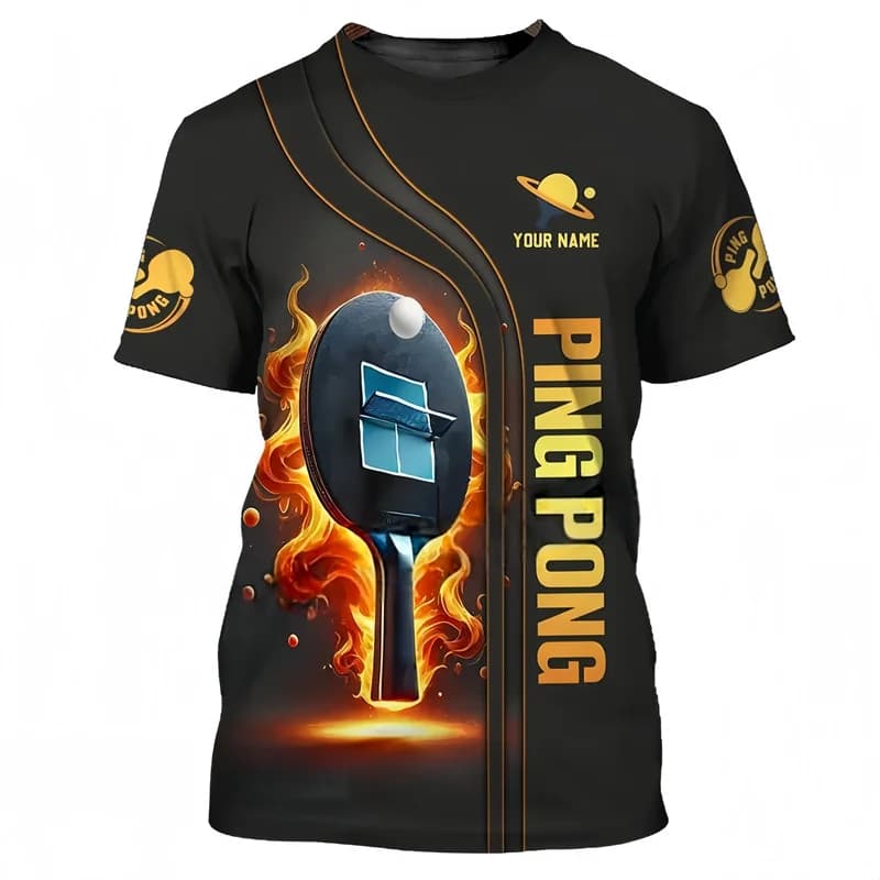 Table Tennis Pattern T Shirt For Men Custom Name 3d Printing Pingpong T-Shirt Training Short Sleeves Tops Sports Tee Shirts